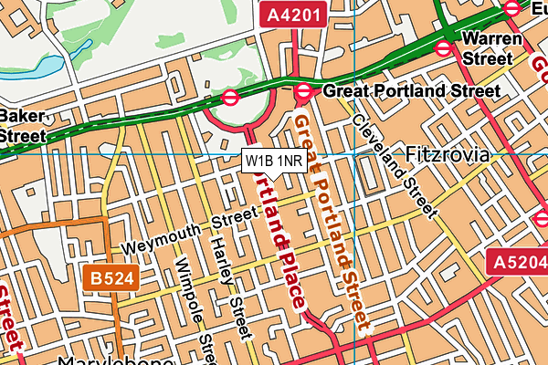 W1B 1NR map - OS VectorMap District (Ordnance Survey)