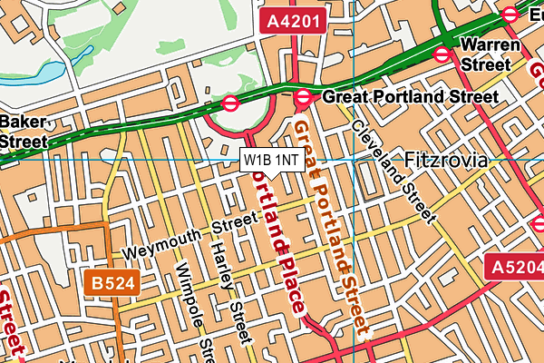 W1B 1NT map - OS VectorMap District (Ordnance Survey)