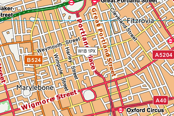 W1B 1PX map - OS VectorMap District (Ordnance Survey)