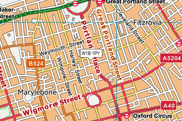 W1B 1PY map - OS VectorMap District (Ordnance Survey)