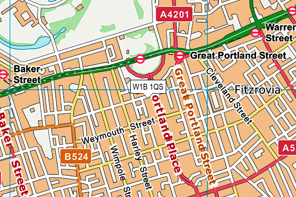 W1B 1QS map - OS VectorMap District (Ordnance Survey)