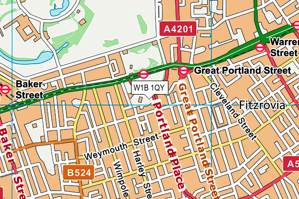 W1B 1QY map - OS VectorMap District (Ordnance Survey)