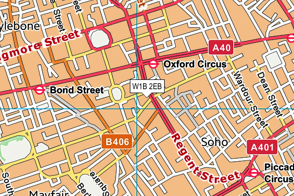 W1B 2EB map - OS VectorMap District (Ordnance Survey)