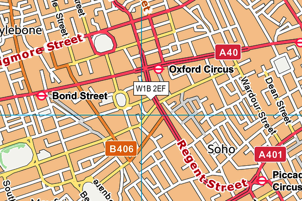 W1B 2EF map - OS VectorMap District (Ordnance Survey)