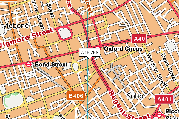 W1B 2EN map - OS VectorMap District (Ordnance Survey)
