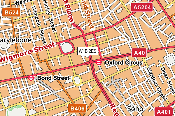 W1B 2ES map - OS VectorMap District (Ordnance Survey)