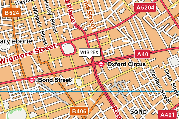 W1B 2EX map - OS VectorMap District (Ordnance Survey)