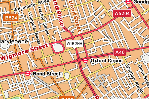 W1B 2HH map - OS VectorMap District (Ordnance Survey)