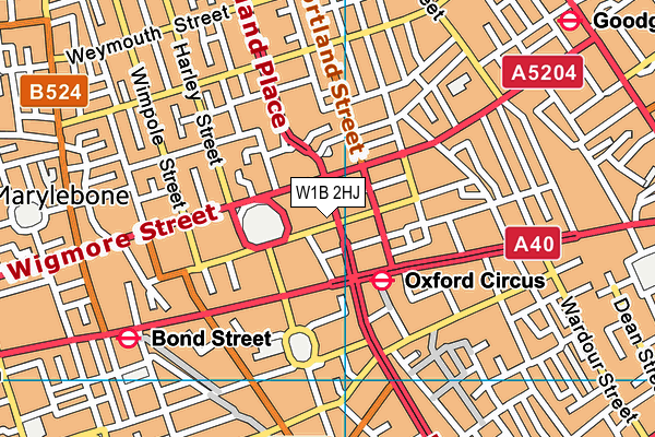 W1B 2HJ map - OS VectorMap District (Ordnance Survey)