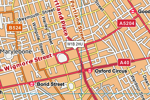 W1B 2HU map - OS VectorMap District (Ordnance Survey)