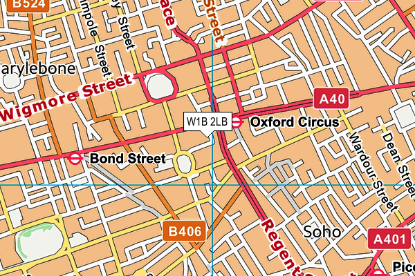 W1B 2LB map - OS VectorMap District (Ordnance Survey)