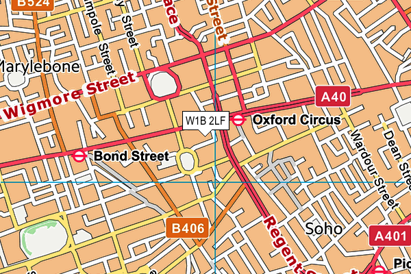 W1B 2LF map - OS VectorMap District (Ordnance Survey)