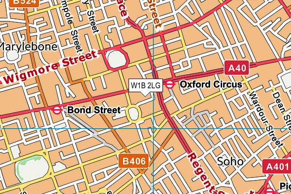 W1B 2LG map - OS VectorMap District (Ordnance Survey)