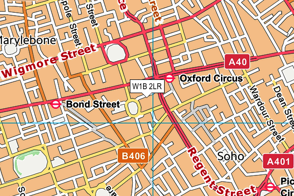 W1B 2LR map - OS VectorMap District (Ordnance Survey)