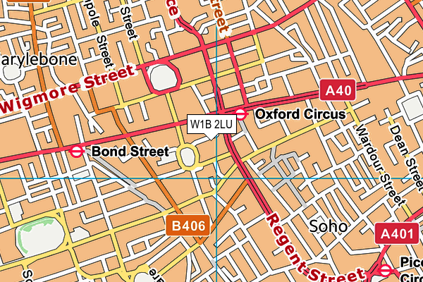 W1B 2LU map - OS VectorMap District (Ordnance Survey)