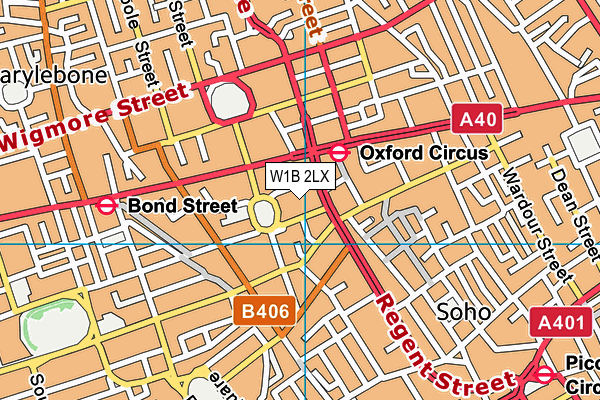 W1B 2LX map - OS VectorMap District (Ordnance Survey)