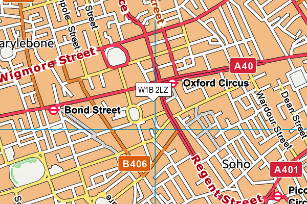 W1B 2LZ map - OS VectorMap District (Ordnance Survey)