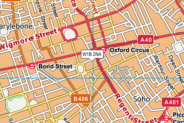 W1B 2NA map - OS VectorMap District (Ordnance Survey)