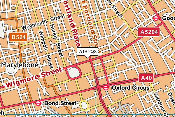 W1B 2QS map - OS VectorMap District (Ordnance Survey)