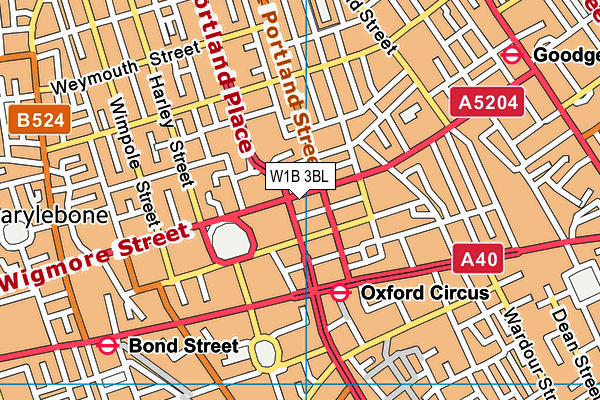 W1B 3BL map - OS VectorMap District (Ordnance Survey)
