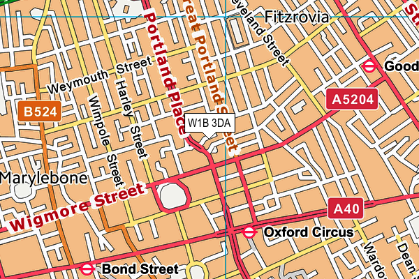 W1B 3DA map - OS VectorMap District (Ordnance Survey)