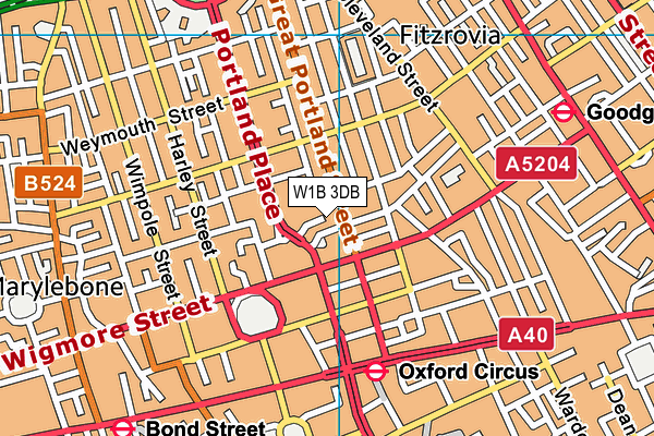 W1B 3DB map - OS VectorMap District (Ordnance Survey)