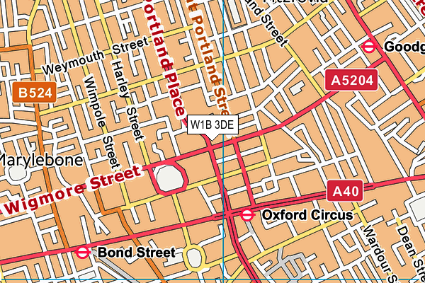 W1B 3DE map - OS VectorMap District (Ordnance Survey)