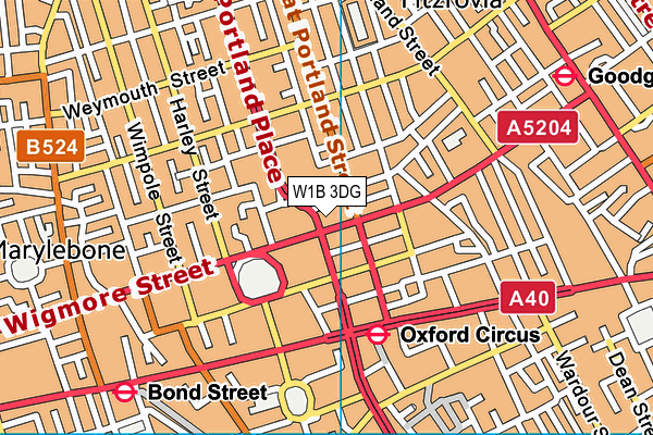 W1B 3DG map - OS VectorMap District (Ordnance Survey)