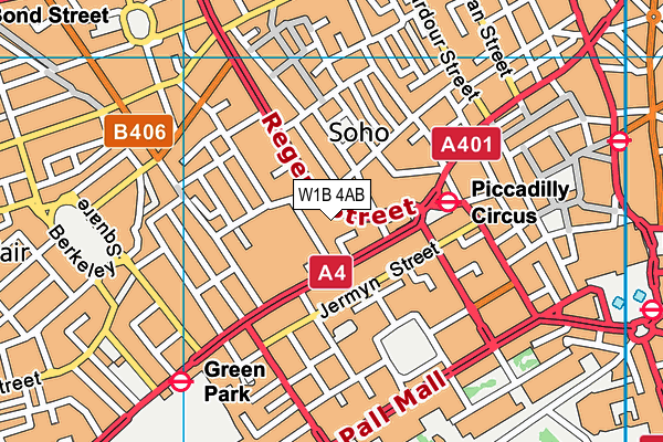 W1B 4AB map - OS VectorMap District (Ordnance Survey)