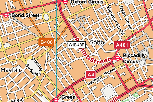 W1B 4BF map - OS VectorMap District (Ordnance Survey)