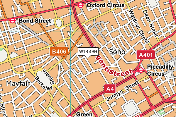 W1B 4BH map - OS VectorMap District (Ordnance Survey)