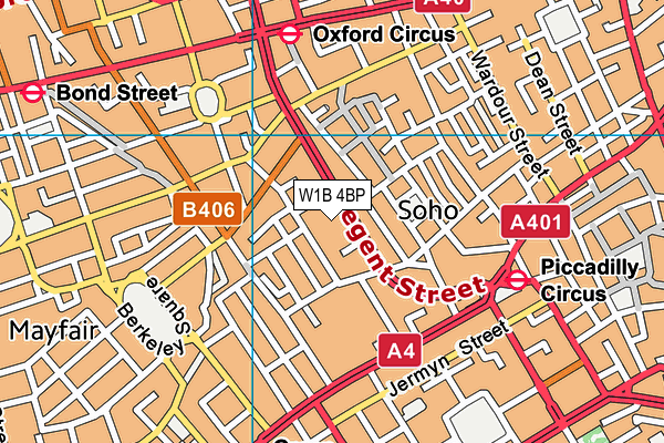 W1B 4BP map - OS VectorMap District (Ordnance Survey)