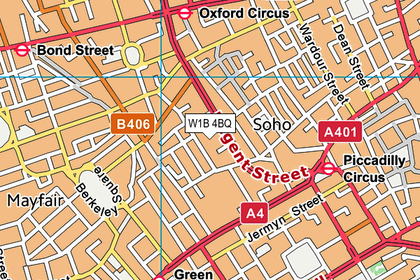 W1B 4BQ map - OS VectorMap District (Ordnance Survey)