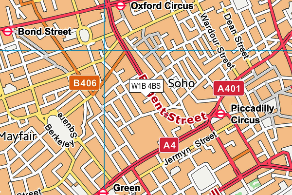 W1B 4BS map - OS VectorMap District (Ordnance Survey)