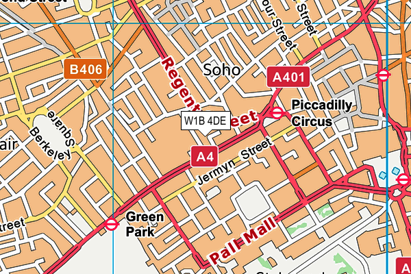 W1B 4DE map - OS VectorMap District (Ordnance Survey)