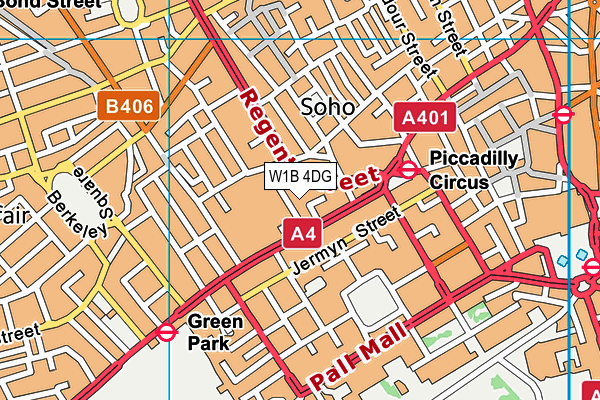 W1B 4DG map - OS VectorMap District (Ordnance Survey)