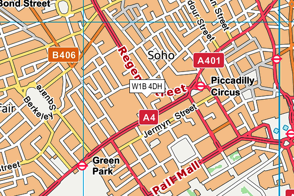W1B 4DH map - OS VectorMap District (Ordnance Survey)