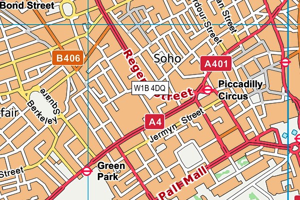 W1B 4DQ map - OS VectorMap District (Ordnance Survey)