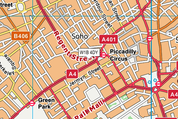 W1B 4DY map - OS VectorMap District (Ordnance Survey)