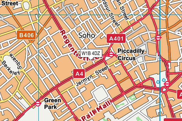 W1B 4DZ map - OS VectorMap District (Ordnance Survey)