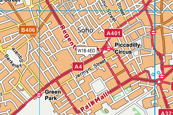 W1B 4ED map - OS VectorMap District (Ordnance Survey)