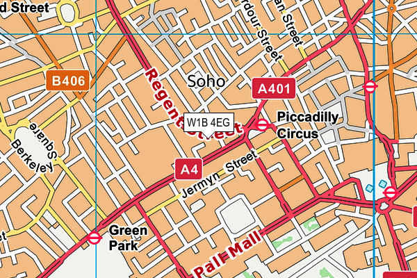 W1B 4EG map - OS VectorMap District (Ordnance Survey)