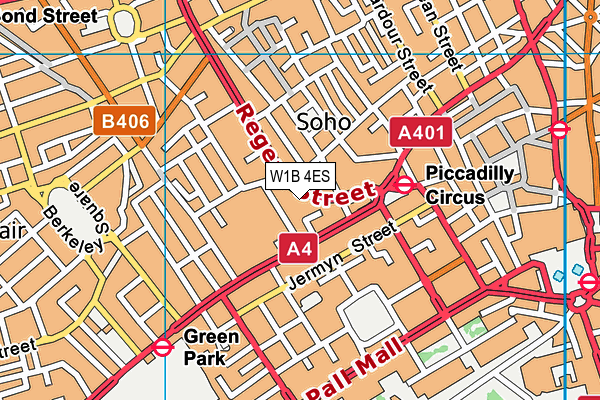 W1B 4ES map - OS VectorMap District (Ordnance Survey)