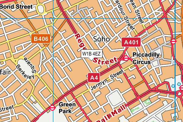 W1B 4EZ map - OS VectorMap District (Ordnance Survey)