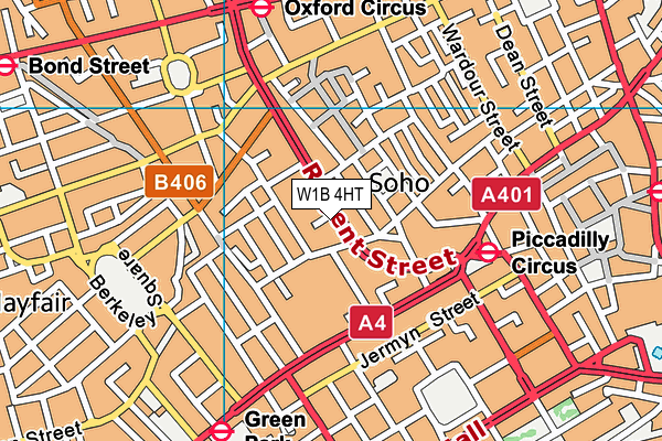 W1B 4HT map - OS VectorMap District (Ordnance Survey)