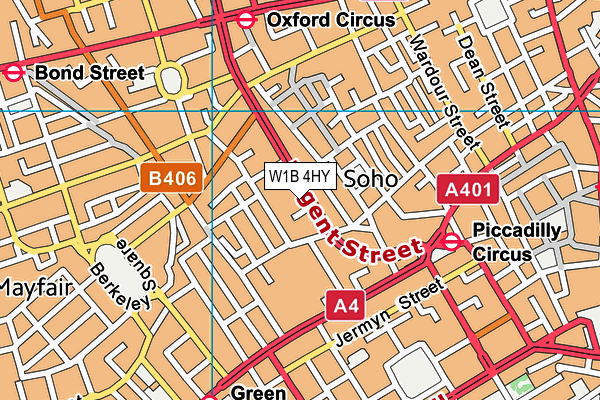 W1B 4HY map - OS VectorMap District (Ordnance Survey)