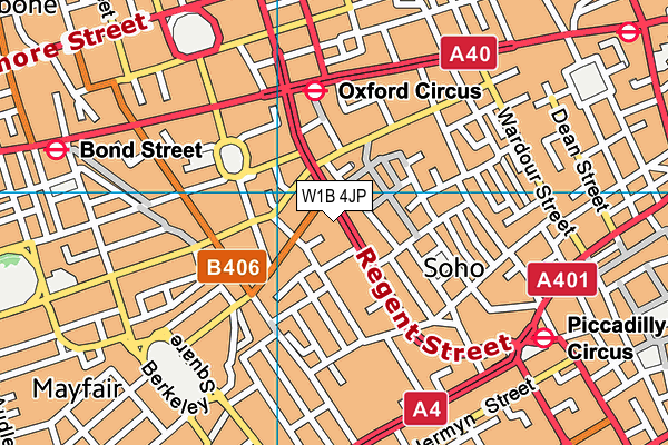 W1B 4JP map - OS VectorMap District (Ordnance Survey)