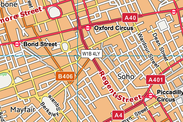 W1B 4LY map - OS VectorMap District (Ordnance Survey)