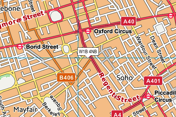 W1B 4NB map - OS VectorMap District (Ordnance Survey)