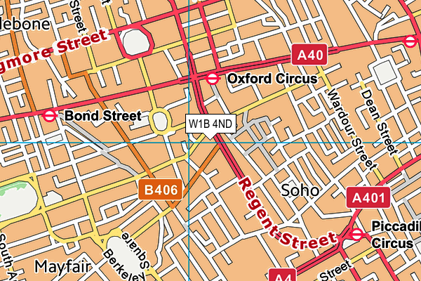 W1B 4ND map - OS VectorMap District (Ordnance Survey)